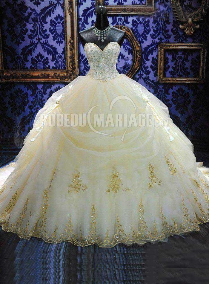 robe de mariée princesse bustier paillette