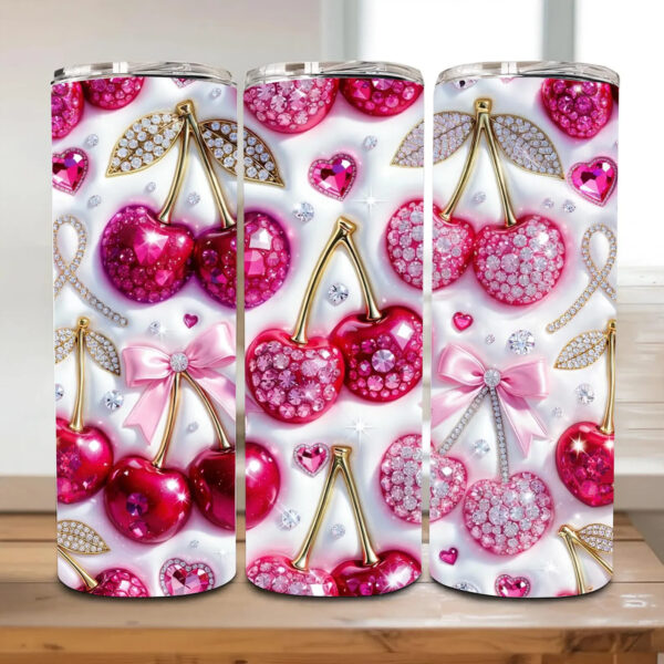 Inflated Rhinestone Cherry Bow Tumbler